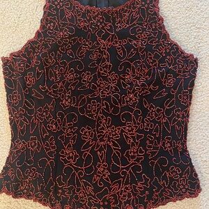 Dress Barn Black and Amber Beaded Top - Med